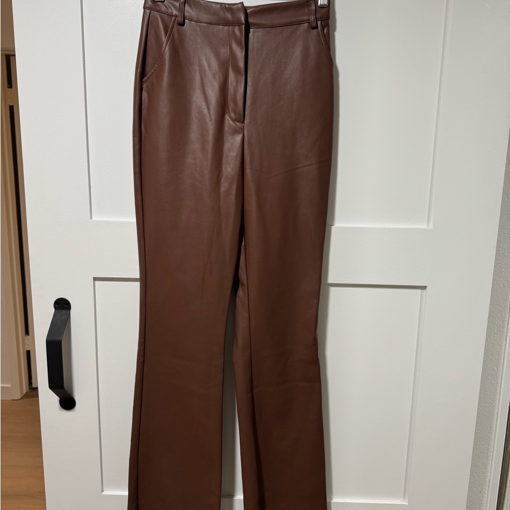 Brown Faux Leather Pants